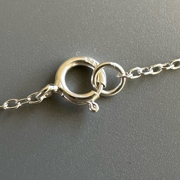 Sterling Silver Rectangle Tag Rising Sun Necklace - Picture 6 of 9